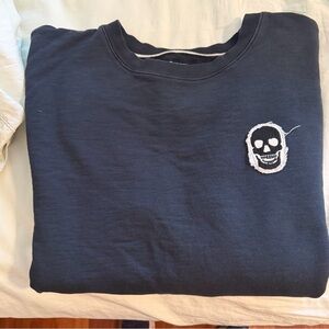 Navy Sweatshirt with Skull Patch